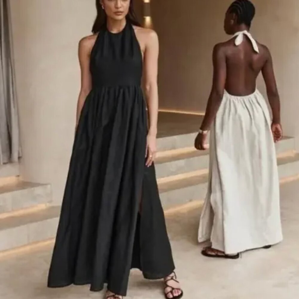 DISSH Cooper Linen Maxi Dress in Black - Small